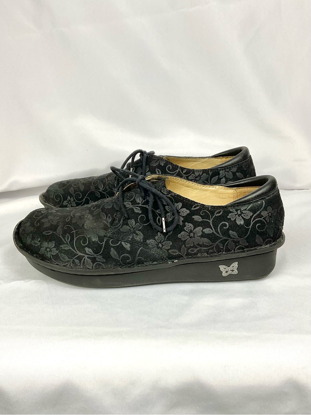 Alegria Bree Stroll Floral Shoes EU 41 Black Oxfords Lace Up